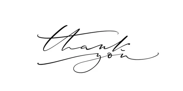 Thank You Hand Written Words White Background Elegant Thin Calligraphy — 스톡 벡터