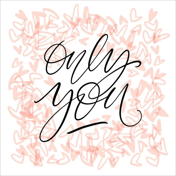 Only You Hand Written Words Tiny Hearts Fill Square Backdrop — Stockvektor