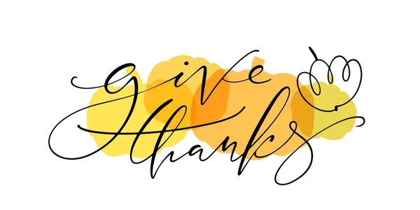 Hand Drawn Thanksgiving Day Background Vector Illustration Thin Script Give — Vetor de Stock