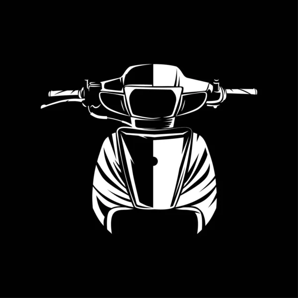 Retro Underbone Motorcycle silhouette on Black background. Can be used for printed on motorcycle club t-shirt, background, banner, posters, icon, web, etc.