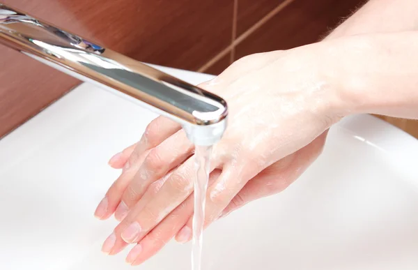 Washing of hands under running water — Stock Photo, Image