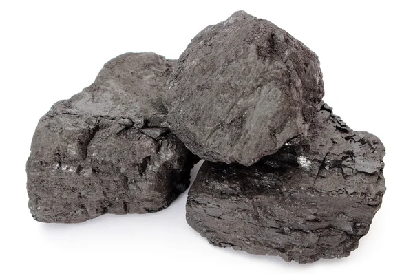 Grumos de carbón sobre fondo blanco — Foto de Stock