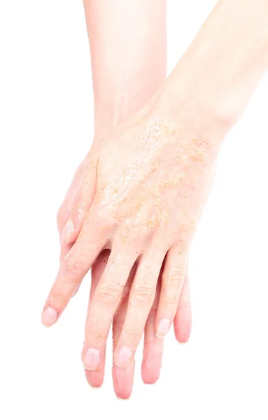 Peeling hand isolated on white background — Stock Photo, Image