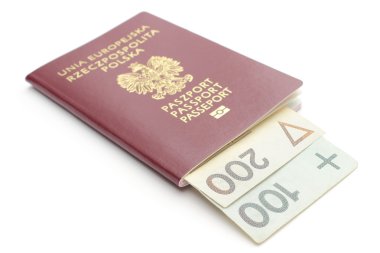 para ve kırmızı, beyaz zemin üzerine Polonya pasaportu