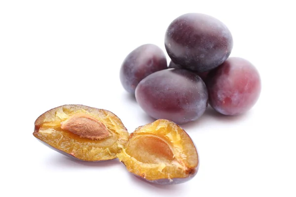 Fresh and natural plums on a white background — Stock Photo, Image
