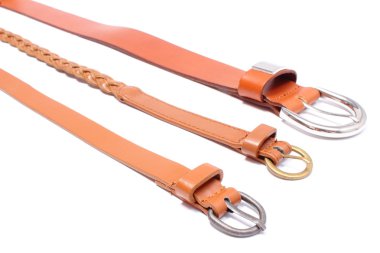 Farklı deri kayış beyaz arka plan üzerinde ayarla