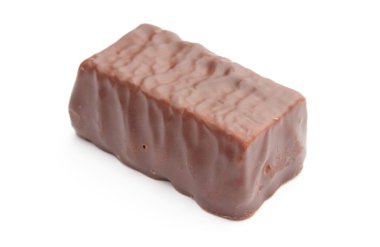 Beyaz arkaplanda izole edilmiş çikolata şekeri