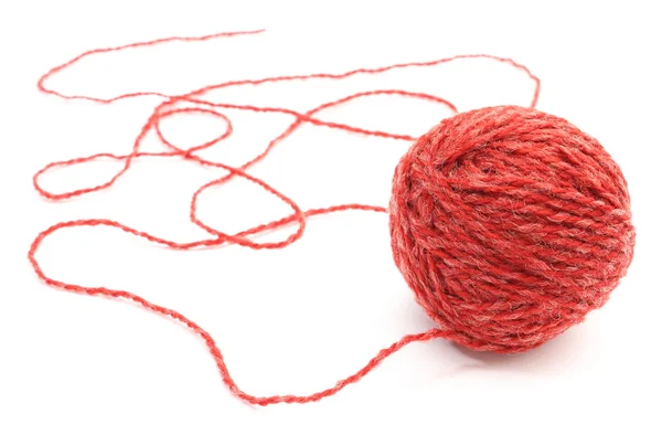 Closeup of entangled red wool on white background — Stock Photo, Image