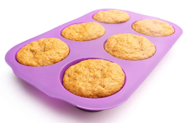 Fresh baked carrot muffins in silicone mold — Stock Photo, Image