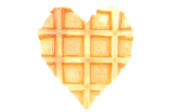 Waffles em forma de coração isolado no fundo branco — Fotografia de Stock