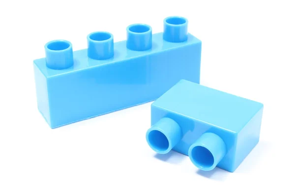 Blue building blocks on white background — Stock Photo, Image