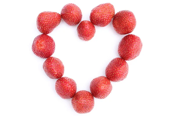 Heart of strawberry on white background — Stock Photo, Image