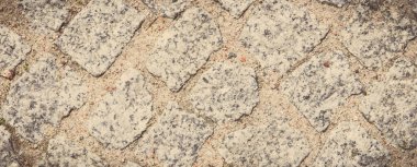 Yaya ya da kaldırım taştan ya da kayadan yapılmış. Arkaplan dokusu. Vintage fotoğraf