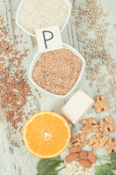 Výživné Výrobky Obsahující Vitamín Přírodní Zdroje Minerálů Vitamínů Zdravá Výživa — Stock fotografie