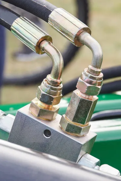 Detail Součást Průmyslového Hydraulického Nebo Pneumatického Stroje Hydraulický Mechanismus Strojírenství — Stock fotografie