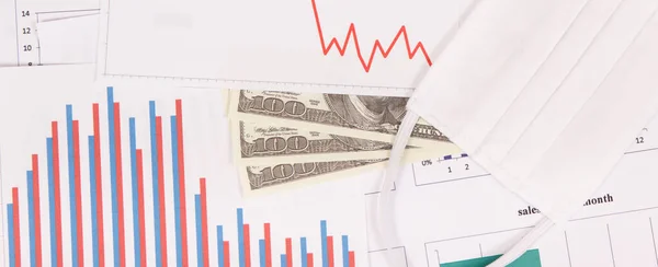 Monedas Dólar Gráfico Declive Riesgo Crisis Financiera Global Causada Por —  Fotos de Stock