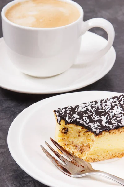 Fresh Baked Homemade Cheesecake Coffee Milk Delicious Dessert — Stock Photo, Image