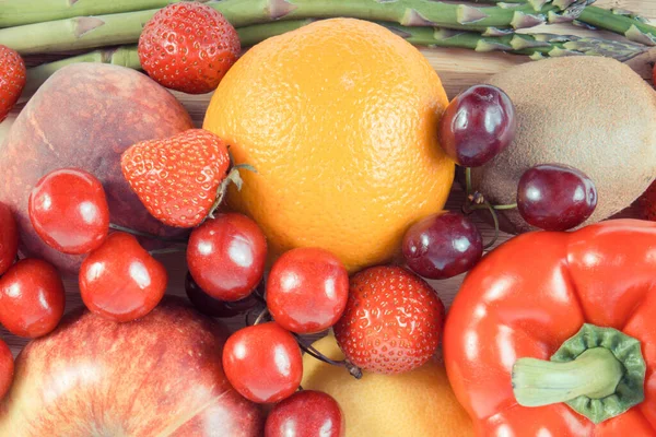 Свежие Здоровые Натуральные Фрукты Овощи Качестве Источника Природных Минералов Витаминов — стоковое фото