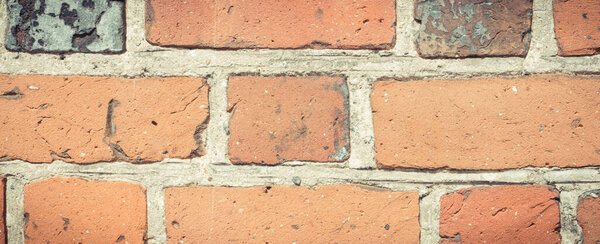 Closeup of old brick wall as background or backdrop texture