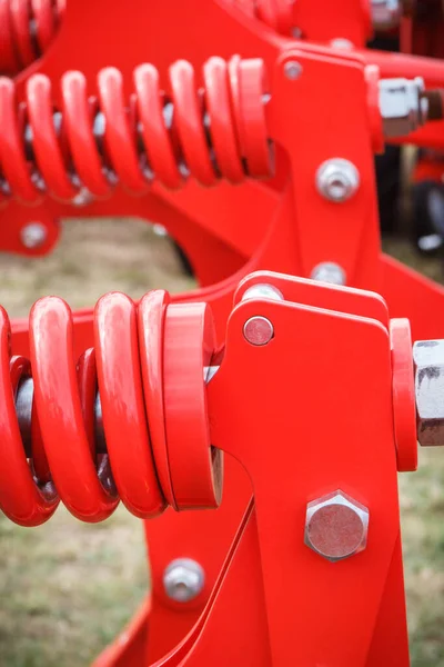 Big Hard Red Steel Spring Part Detail Industrial Agricultural Machine — Stockfoto