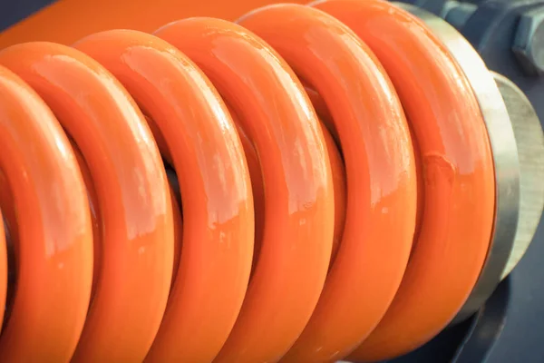 Hard Orange Spring Made Steel Part Detail Industrial Agricultural Machine — Stock Photo, Image