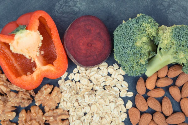 Ingrediënten Producten Die Vitaminen Mineralen Bevatten Gezond Voedsel Aanbevolen Voor — Stockfoto