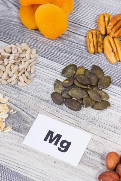 Healthy Ingredients Containing Magnesium Vitamin Minerals Nutritious Eating — Stock Photo, Image
