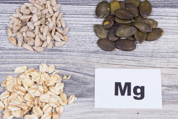 Näringsrik Mat Som Innehåller Naturligt Magnesium Och Andra Vitaminer Och — Stockfoto