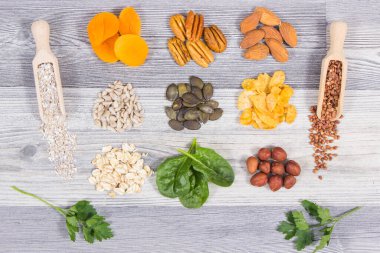 Doğal magnezyum kaynağı olarak sağlıklı besleyici gıdalar ve diğer vitamin ve mineraller