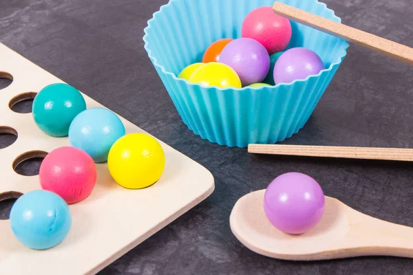 Kleine Kleurrijke Ballen Voor Het Spelen Ontwikkelen Van Kinderen Motoriek — Stockfoto