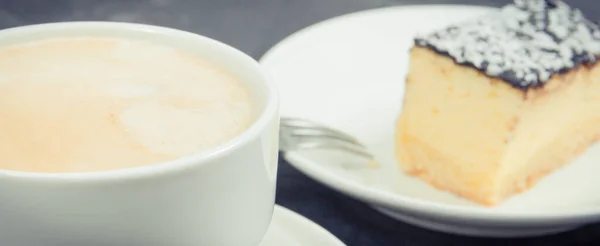 Coffee Milk Fresh Baked Homemade Cheesecake Delicious Dessert — Stock Photo, Image