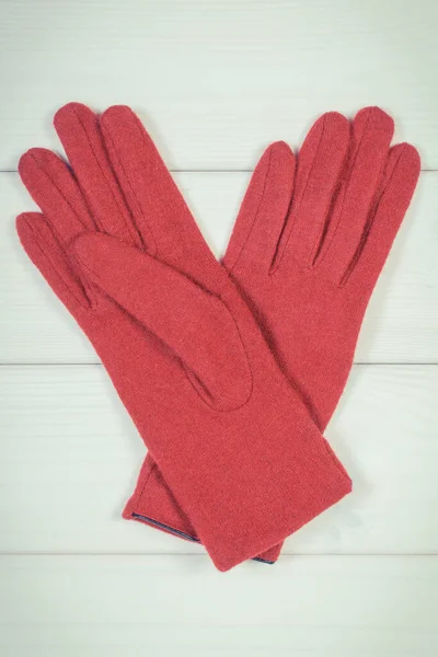 Foto Vintage Guantes Lana Para Mujer Tablas Blancas Ropa Abrigo —  Fotos de Stock