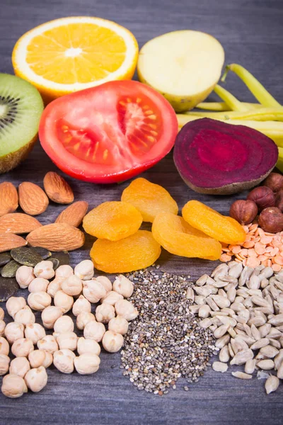 Gezond Voedzaam Eten Met Natuurlijk Kalium Mineralen Vitamine Voedingsvezels — Stockfoto