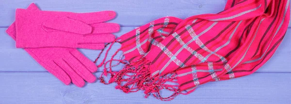 Шерстяные Перчатки Шаль Женщин Досках Теплая Одежда Осень Зиму Женские — стоковое фото