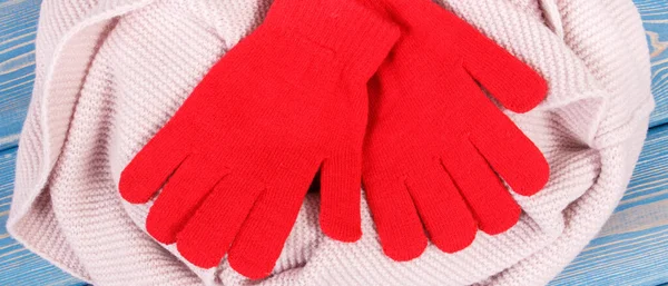Γάντια Μάλλινα Και Σάλι Μαντήλι Για Γυναίκες Ζεστά Ενδύματα Για — Φωτογραφία Αρχείου