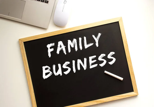 Text Family Business Written Chalk Slate Board Office Desk Business — 图库照片