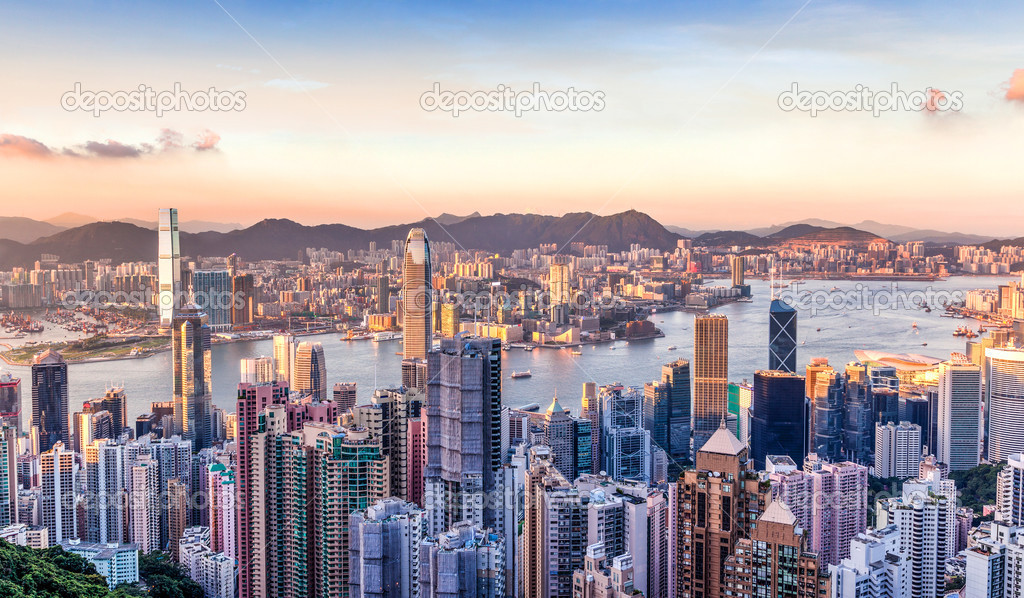 Sunset Over Victoria Harbor, Hong Kong