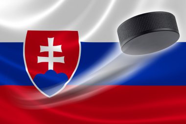 Hokey diski çizgileri arasında slovak Cumhuriyeti bayrağı