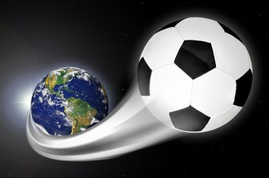 Futbol topu dışarı dünya Gezegeni'ndenim uçan