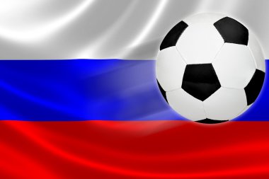Futbol topu çizgileri arasında Rusya'nın bayrağı