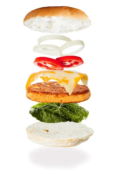 Einen Hamburger zusammenstellen — Stockfoto