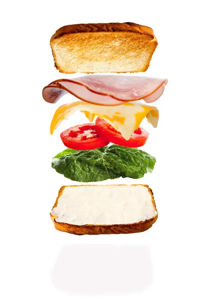 jambon ve peynirli sandviç bir araya getirmek