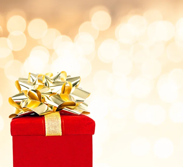 Red Gift Box on Glittering Background — Stock Photo, Image