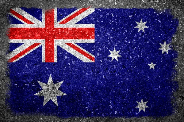 Australische Flagge auf Grunge-Betonwand gemalt — Stockfoto