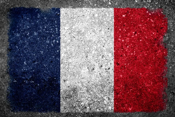 Francia zászló festett falra beton — Stock Fotó