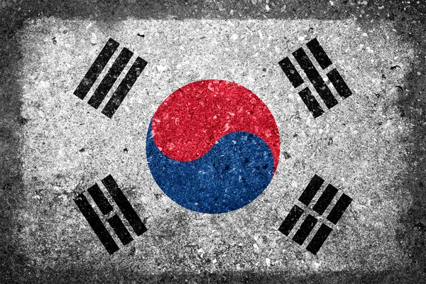 Flaga Korei Południowej namalowane na ścianie betonowej — Zdjęcie stockowe