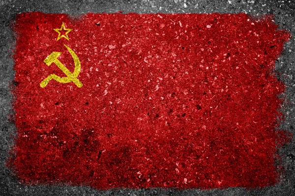 Ex-bandeira da URSS pintada na parede de concreto — Fotografia de Stock