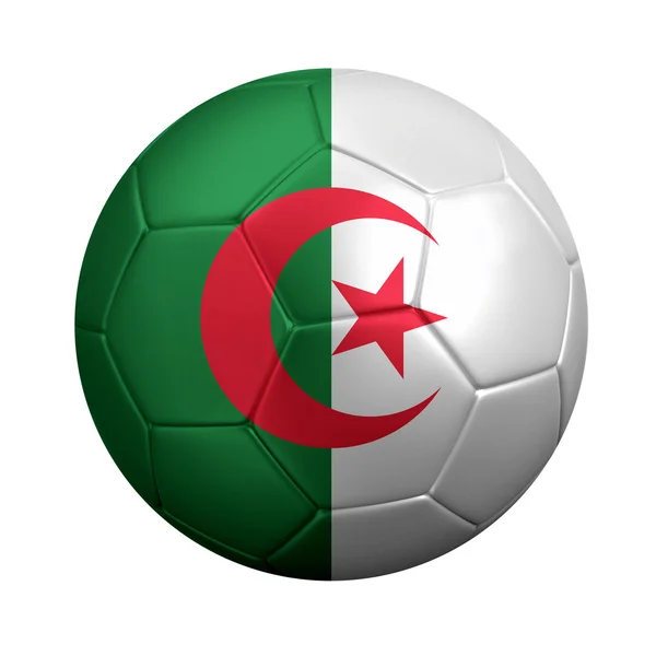 Fußball mit algerischer Fahne isoliert auf weißem Grund — Stockfoto