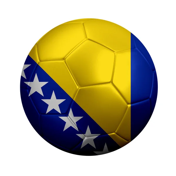 Pallone da calcio avvolto nella bandiera nazionale della Bosnia — Foto Stock