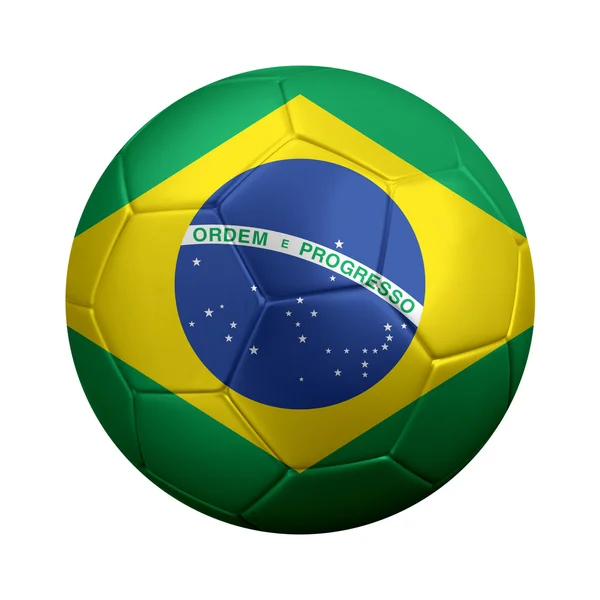 Soccer Ball Dressed in Brazil's National Flag — Stock Photo, Image